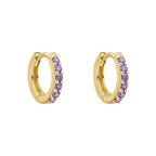 Gold Plated Purple Crystal Hoop Earrings