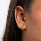 Gold Plated Purple Crystal Hoop Earrings