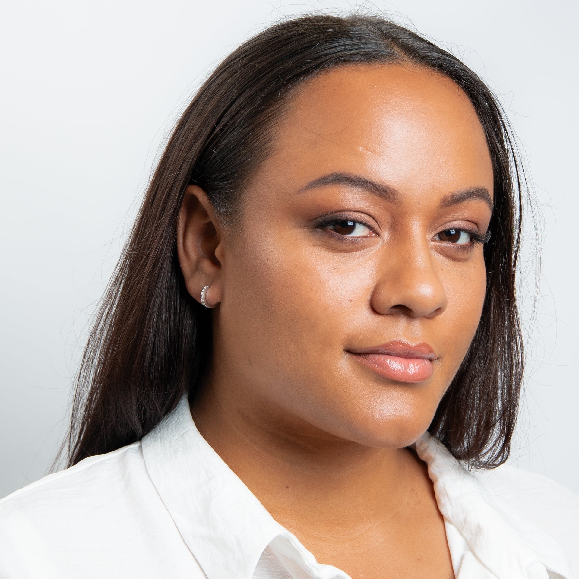 12mm White Cubic Zirconia Rhodium Plated Hoop Earrings