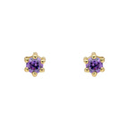4mm Gold Plated Amethyst Crystal Stud Earrings