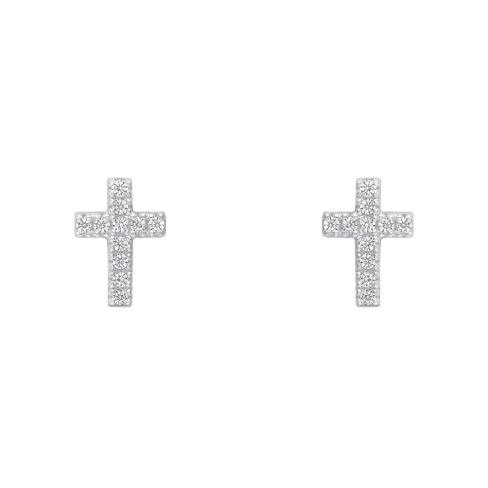 Small Cubic Zirconia Cross Studs Earrings