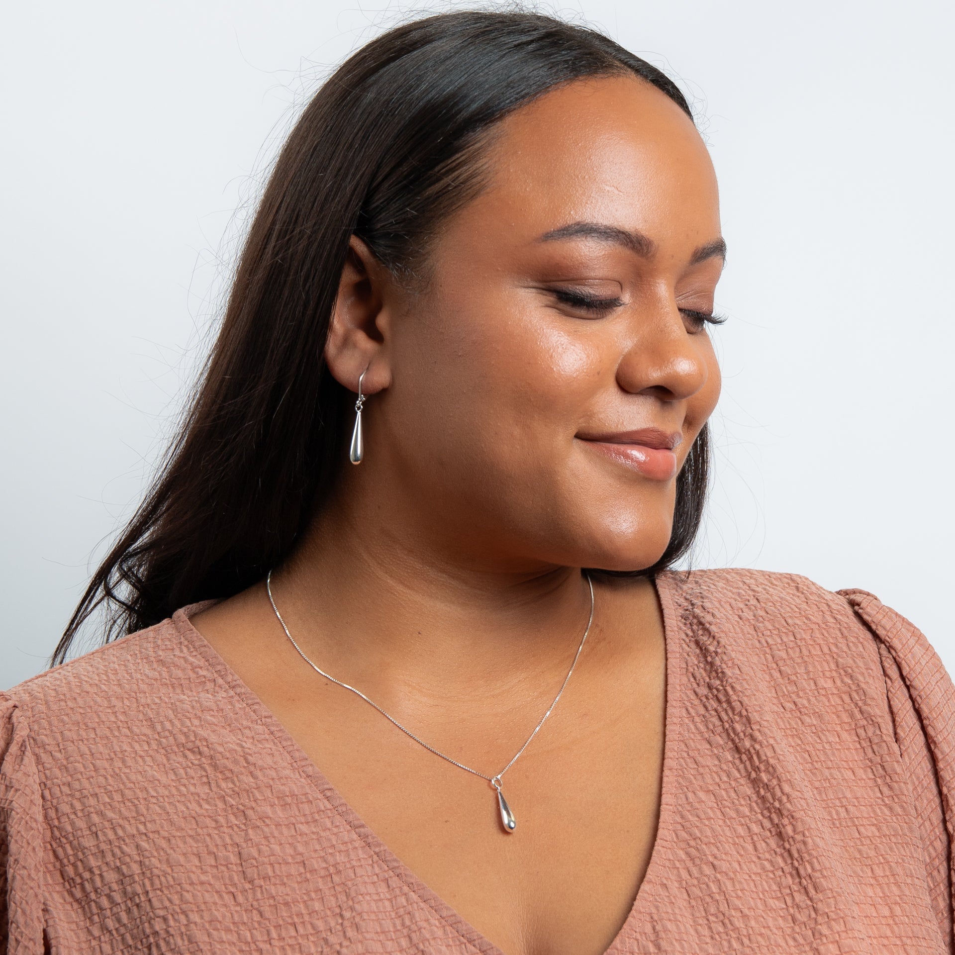 Elongated Teardrop with French Hook Earrings