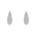 Rhodium Plating 3D Drop Shape with Cubic Zirconia Channel Setting Earrings