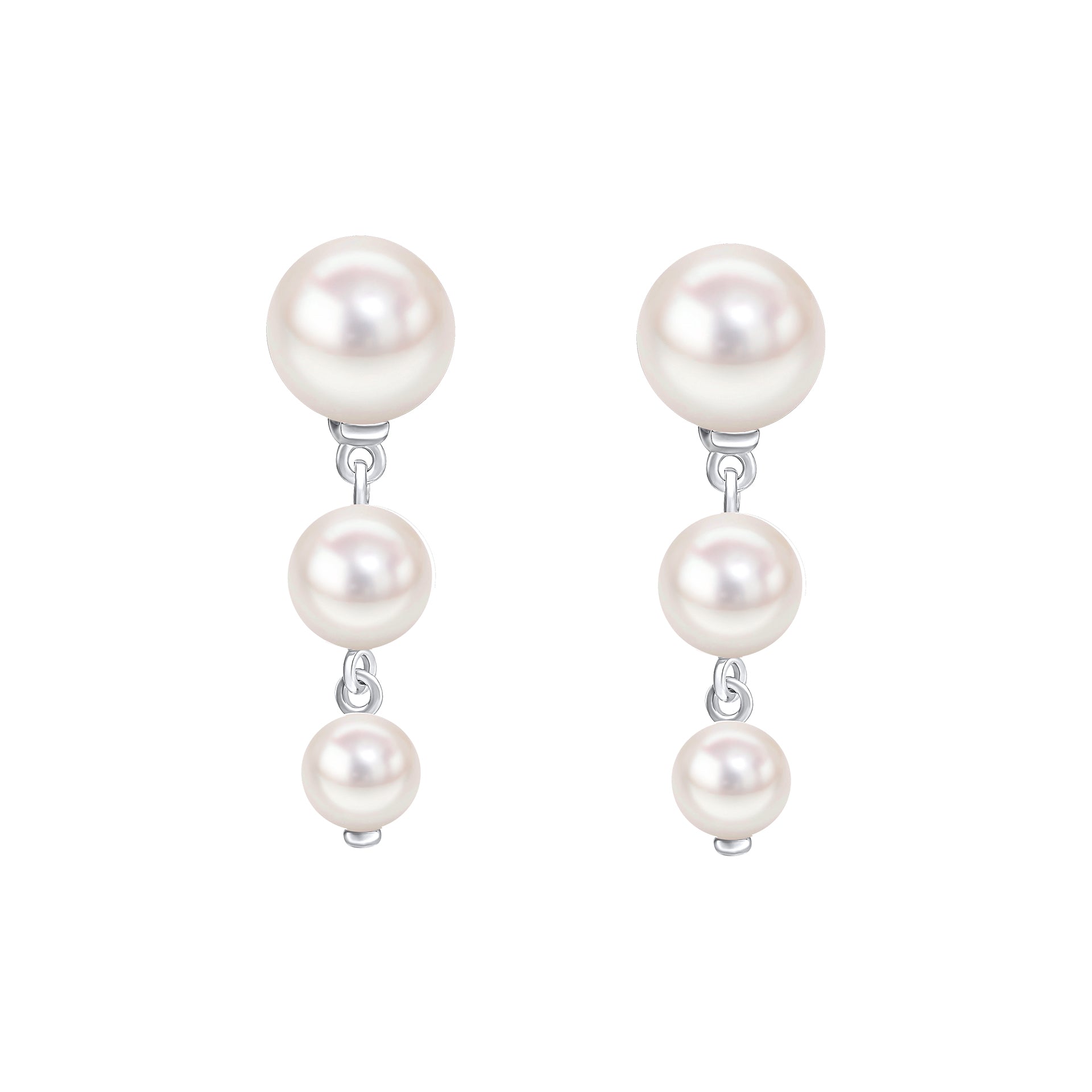 Three Gradient Freshwater Pearl Drop Earrings