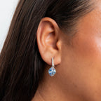 Cushion cut Preciosa Light Sapphire Dangling Stud Earrings
