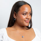 Cushion cut Preciosa Light Sapphire Dangling Stud Earrings