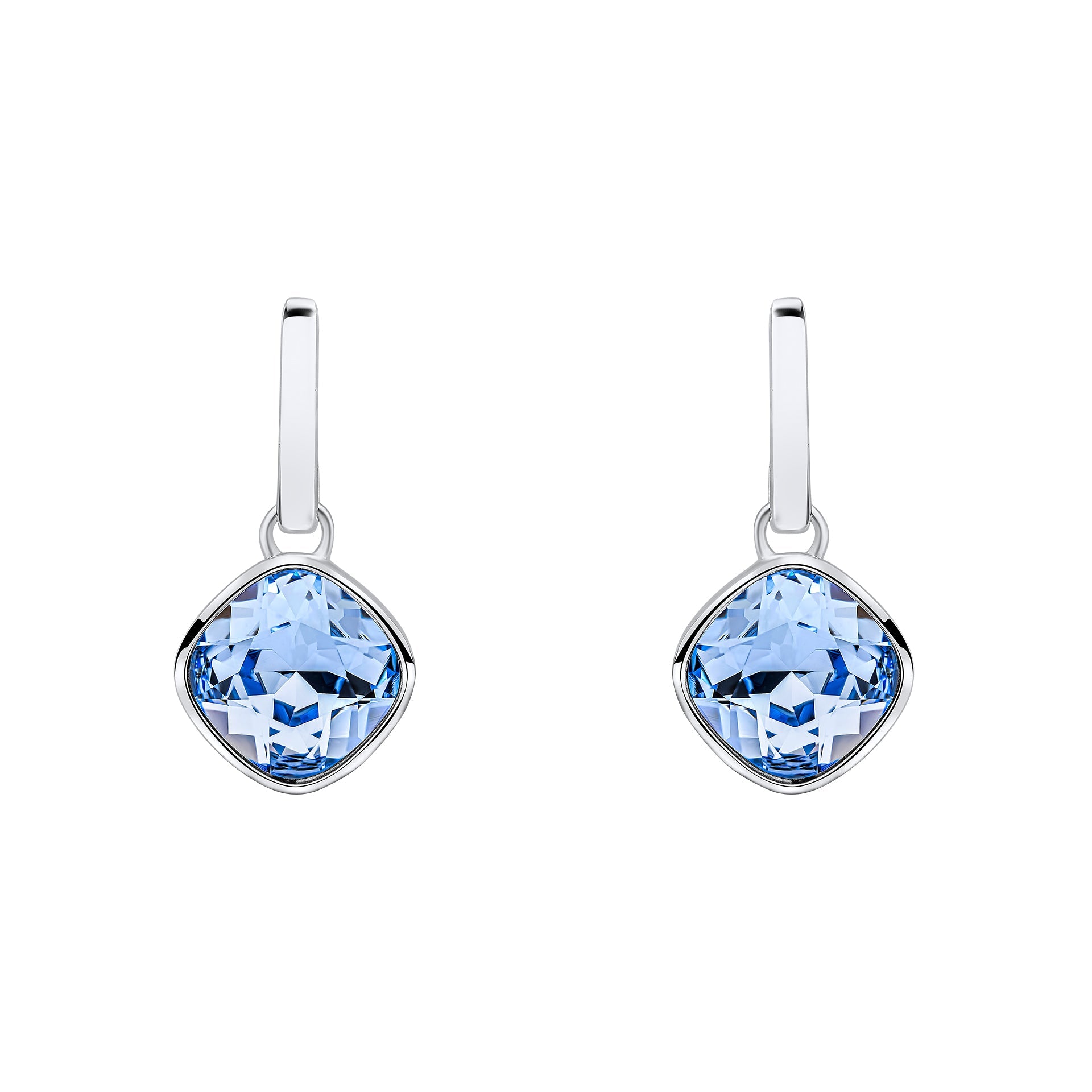 Cushion cut Preciosa Light Sapphire Dangling Stud Earrings