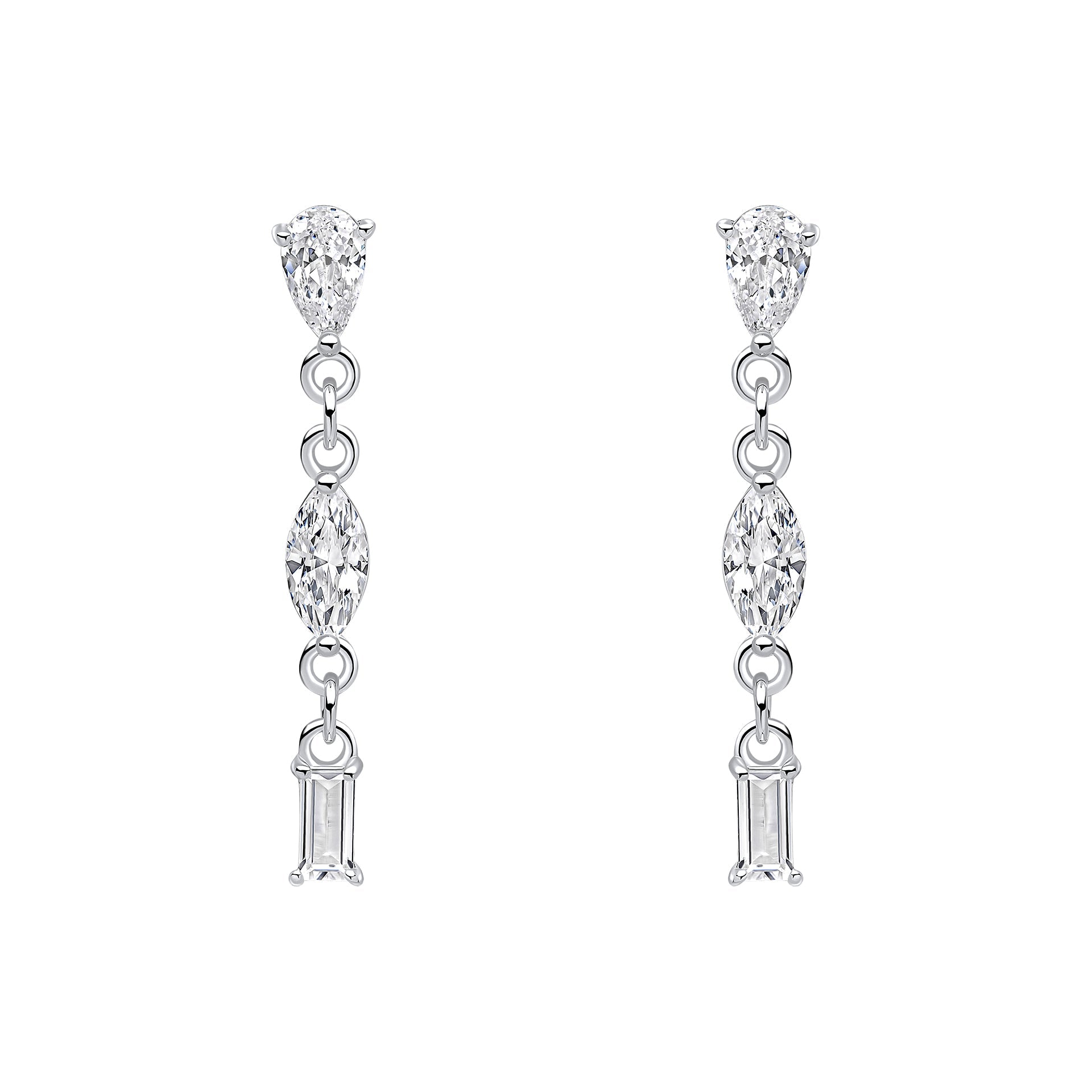 Mixed Cubic Zirconia Shapes Drop Earrings