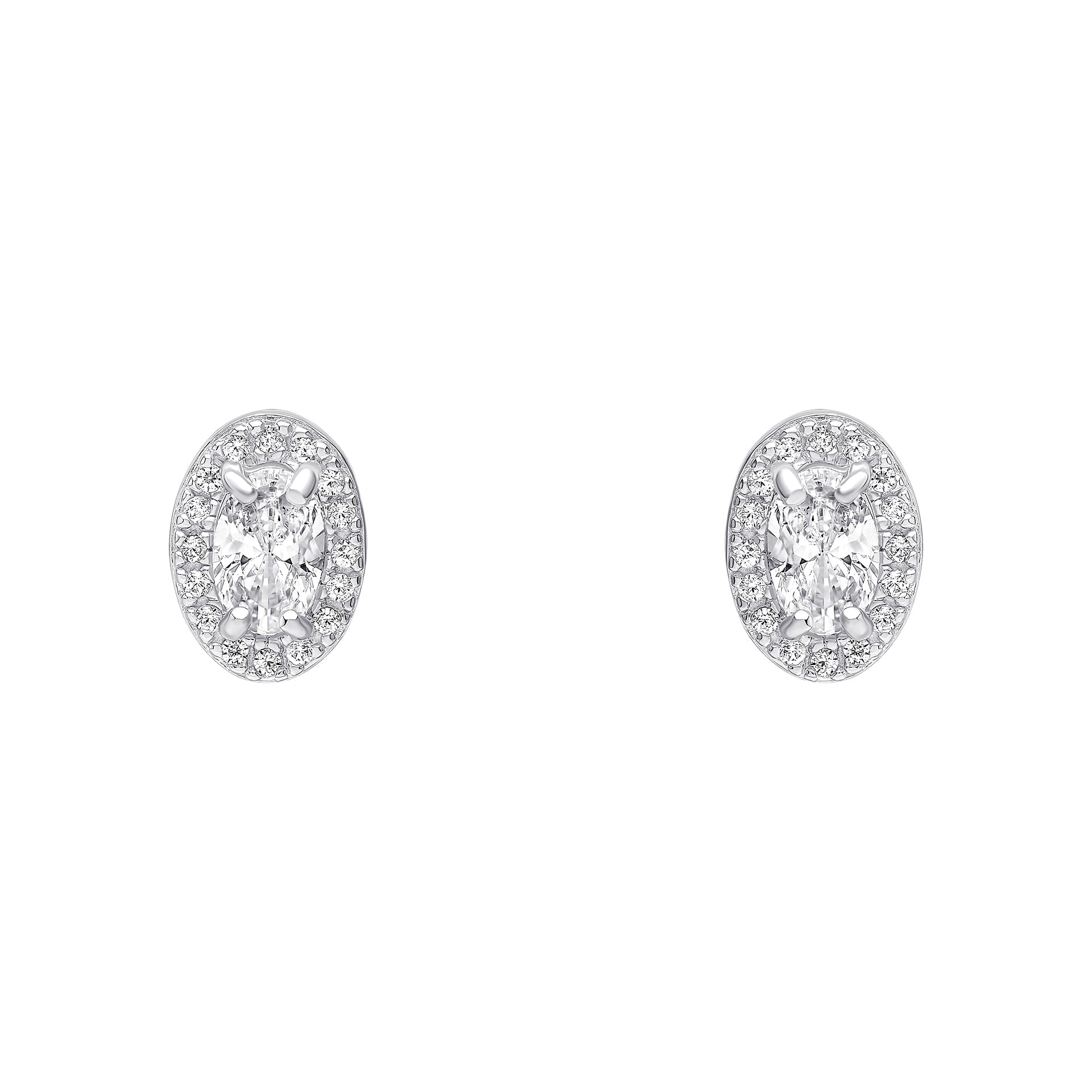 Oval Halo Cubic Zirconia Stud Earrings
