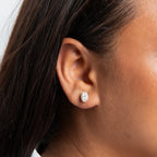 Oval Halo Cubic Zirconia Stud Earrings