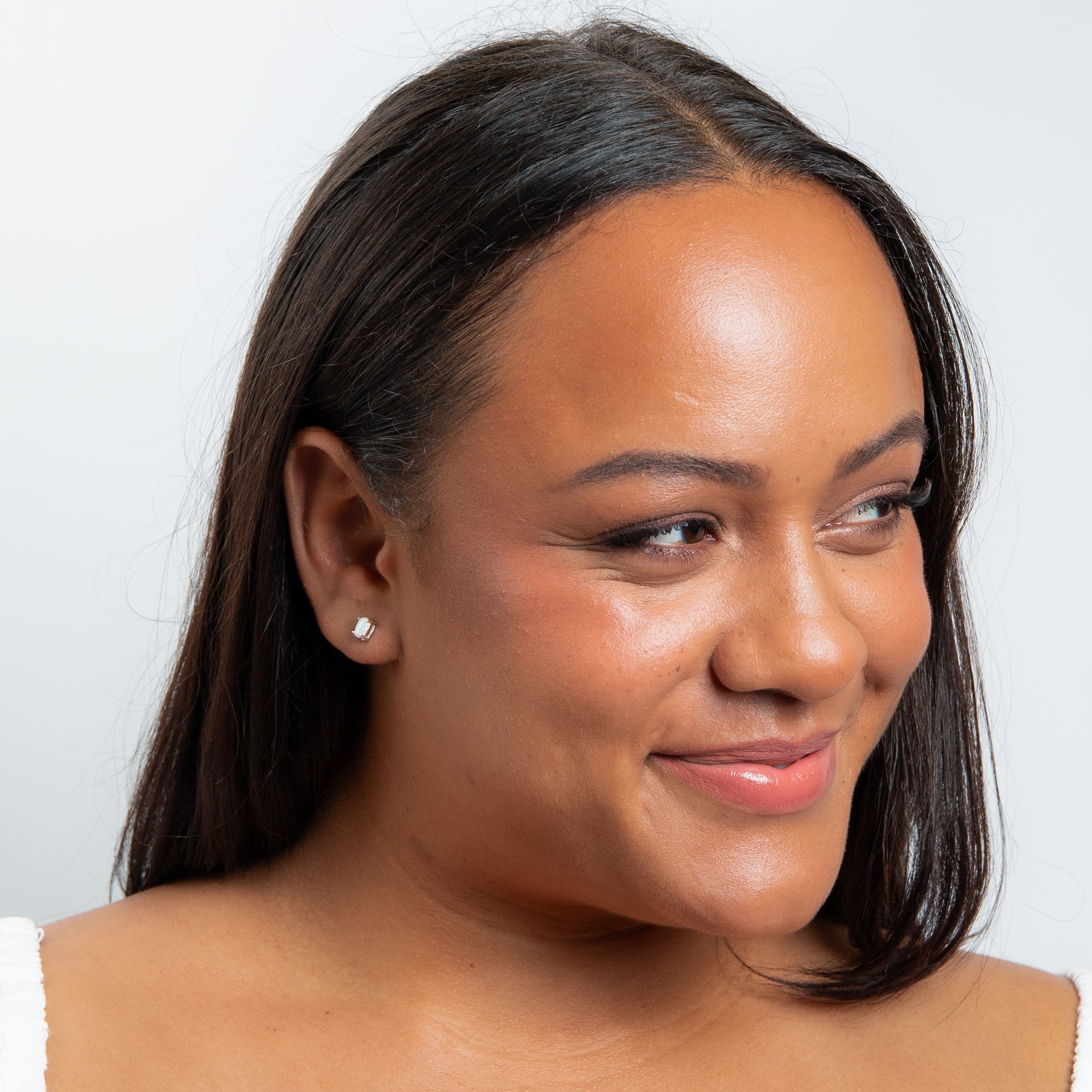 Synthetic Oval Opal Stud Earrings