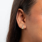 Round Semi Precious Peridot Dangling Stud Earrings