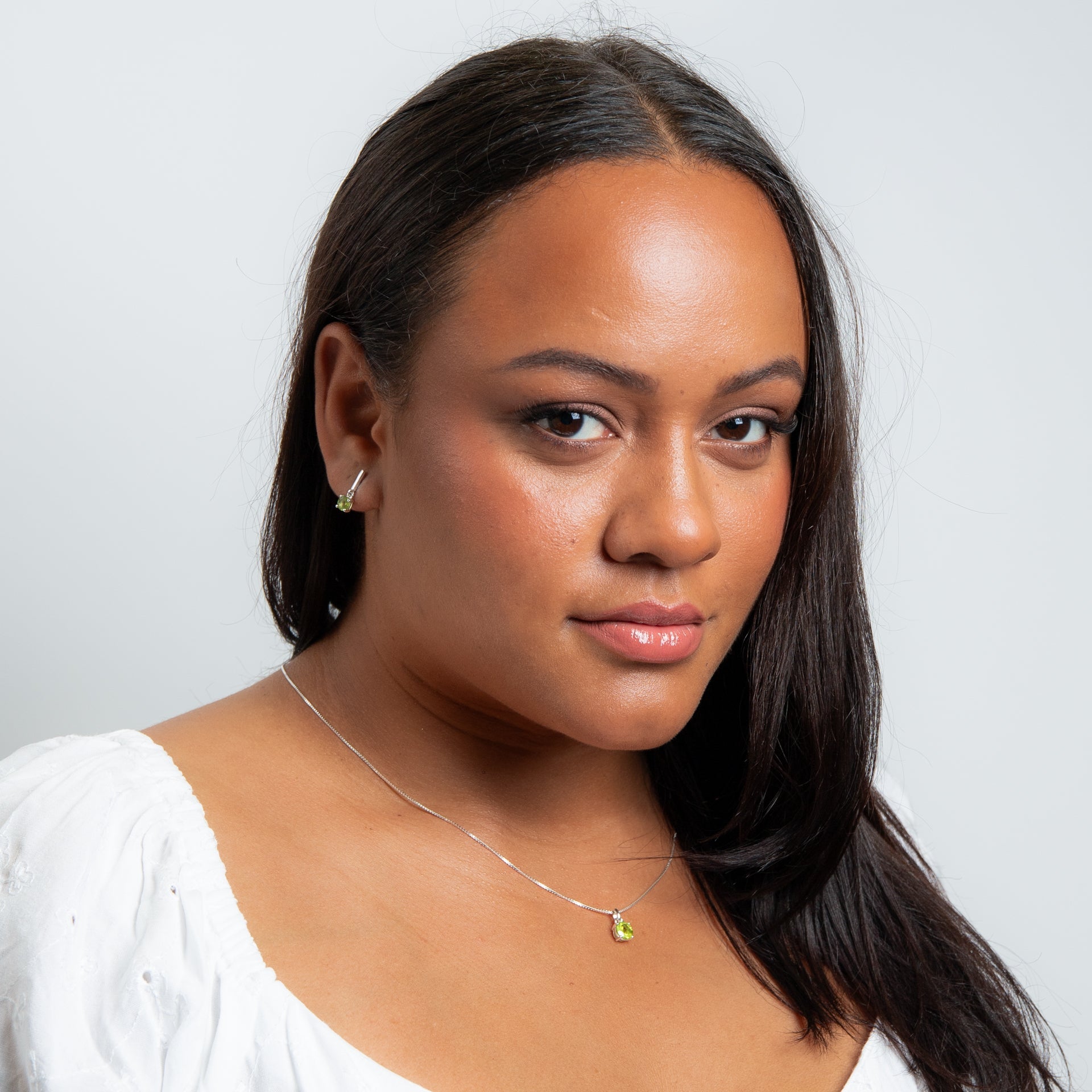 Round Semi Precious Peridot Dangling Pendant