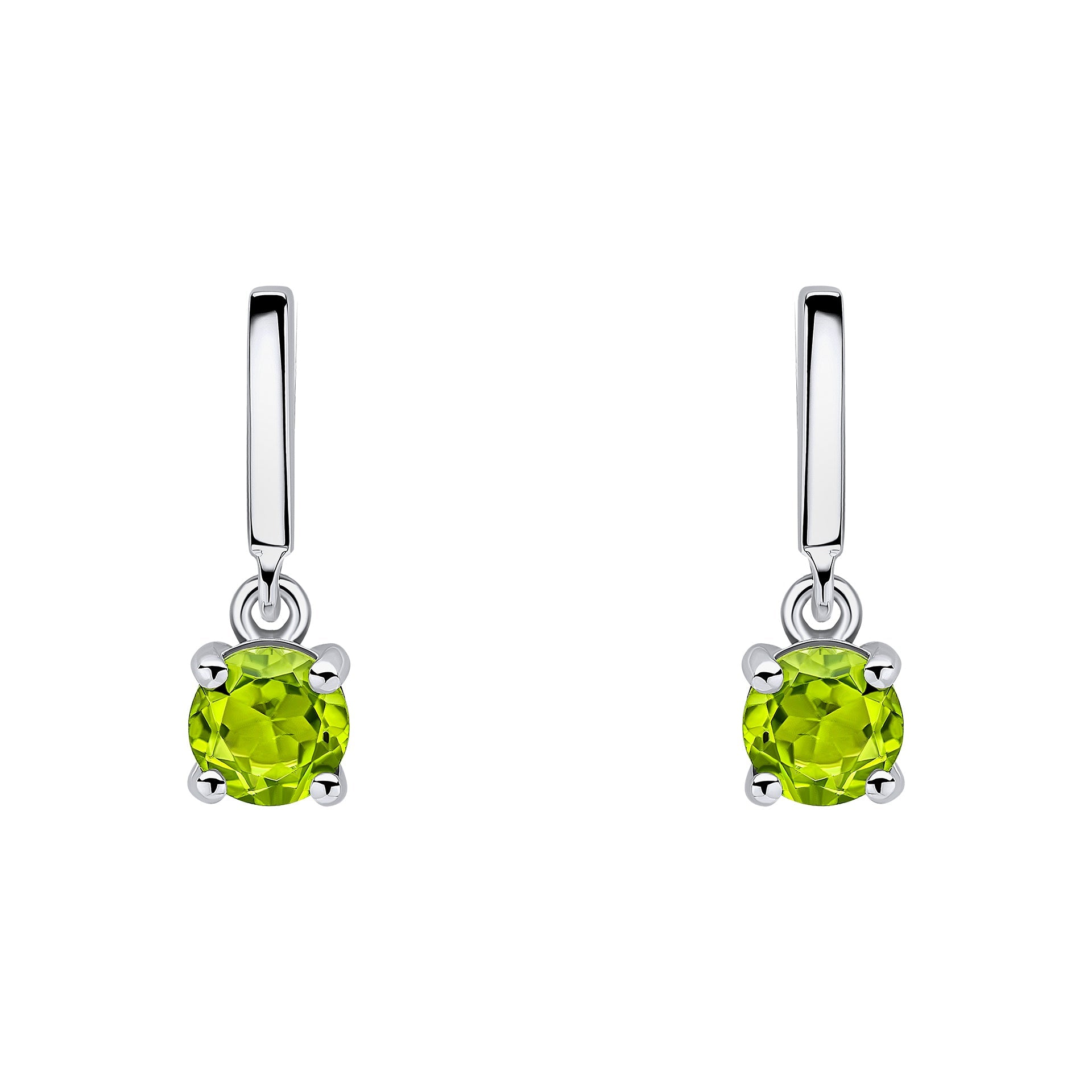 Round Semi Precious Peridot Dangling Stud Earrings