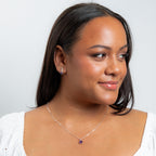 Round Semi Precious Purple Amethyst Dangling Pendant