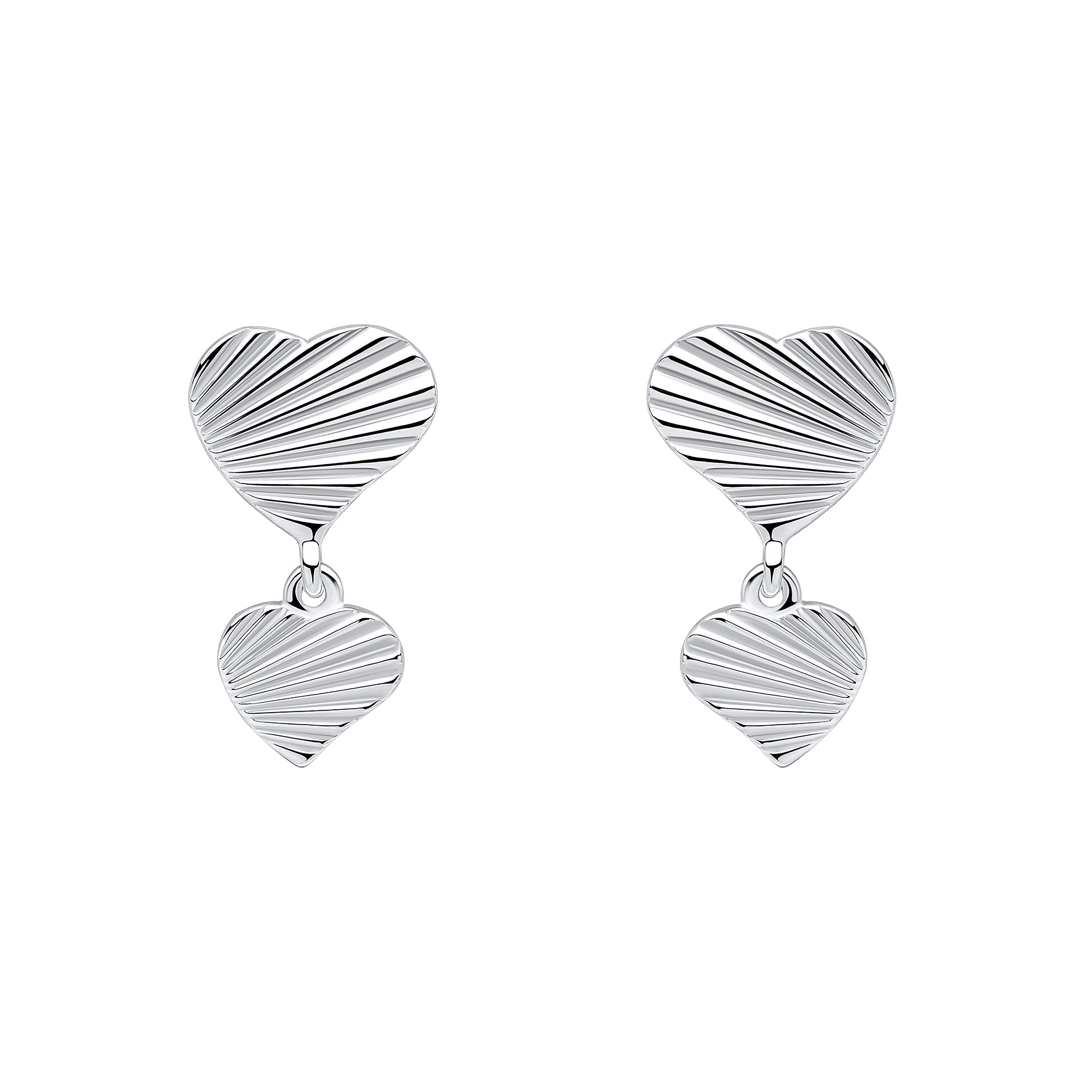Diamond cut double heart earrings