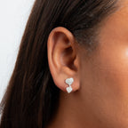 Diamond cut double heart earrings