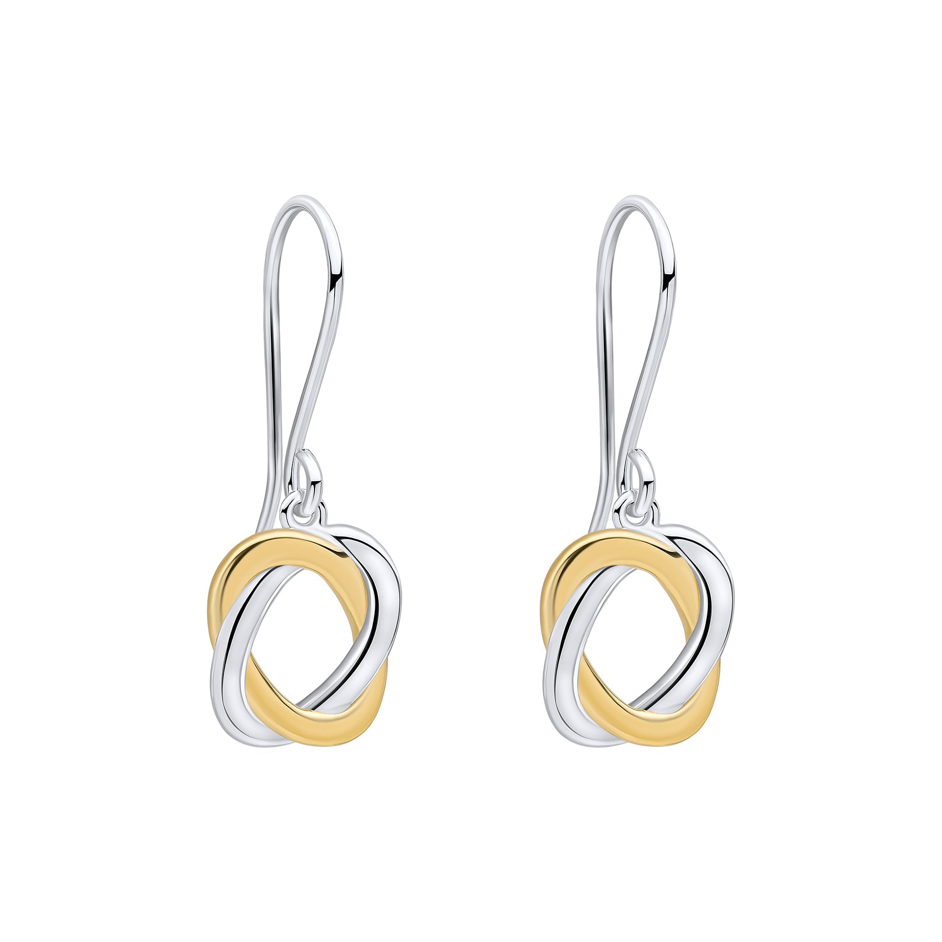 Interlinking shape with double plating hook earring