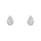 Cubic Zirconia stud with rhodium plating drop shape with pave and triangular stones