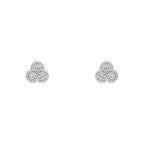 Cubic Zirconia stud with rhodium plating three stones with stippling edges