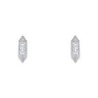 Cubic Zirconia stud with rhodium plating baguette and round with stippling edges