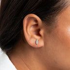 Cubic Zirconia stud with rhodium plating baguette and round with stippling edges