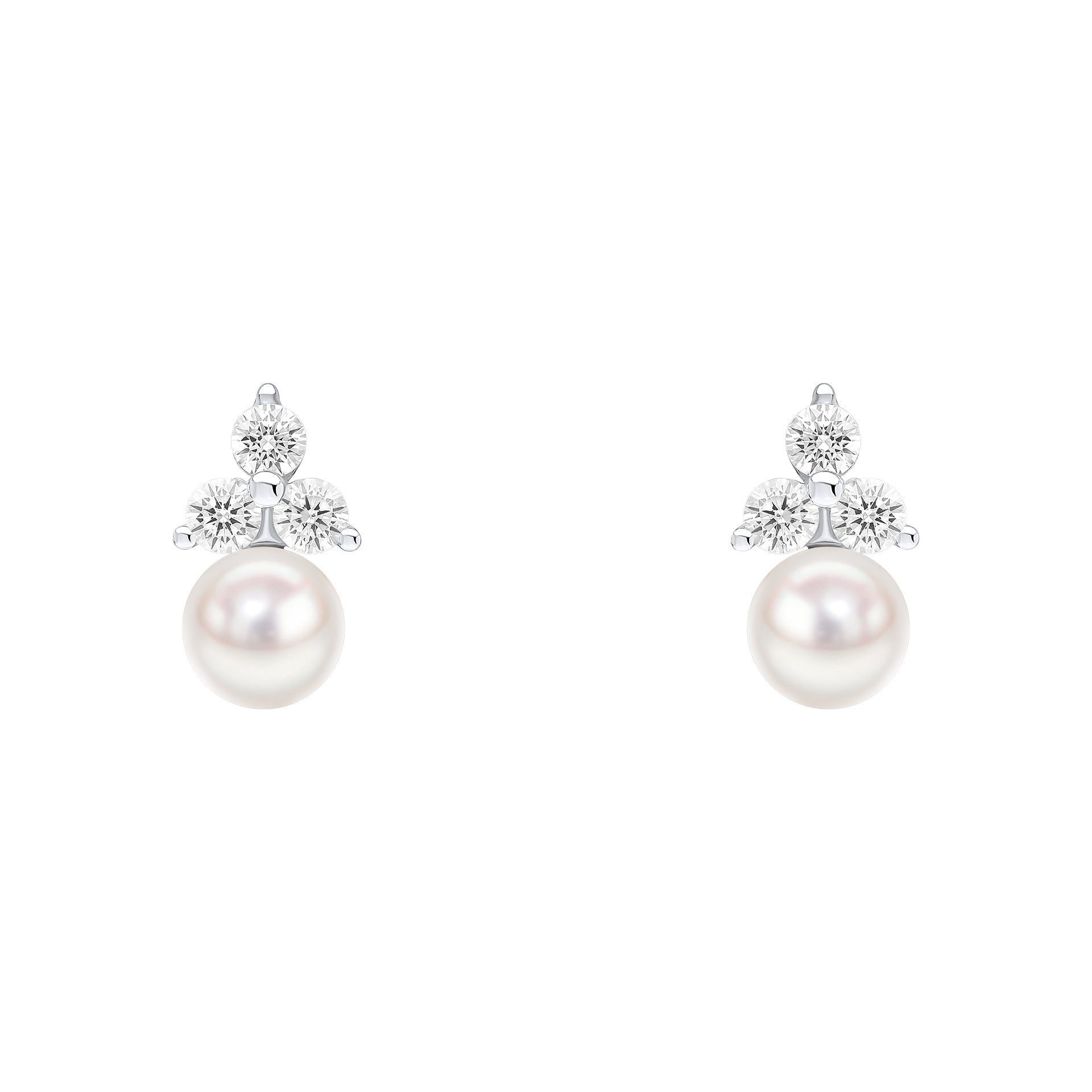 Cubic Zirconia Cluster Shell Pearl Stud Earrings