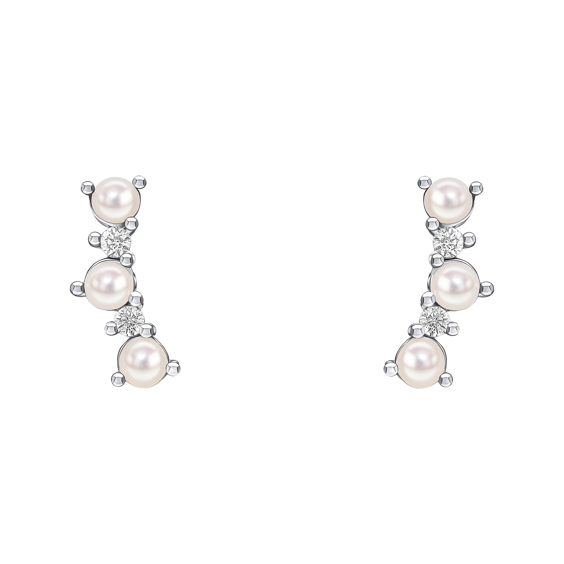 Freshwater Pearl & Cubic Zirconia Curved Earrings