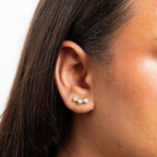 Freshwater Pearl & Cubic Zirconia Curved Earrings