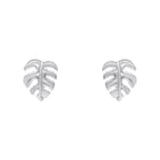 Monstera Palm Leaf Silver Earrings
