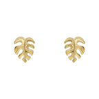 Gold Plated Monstera Palm Leaf Earrings