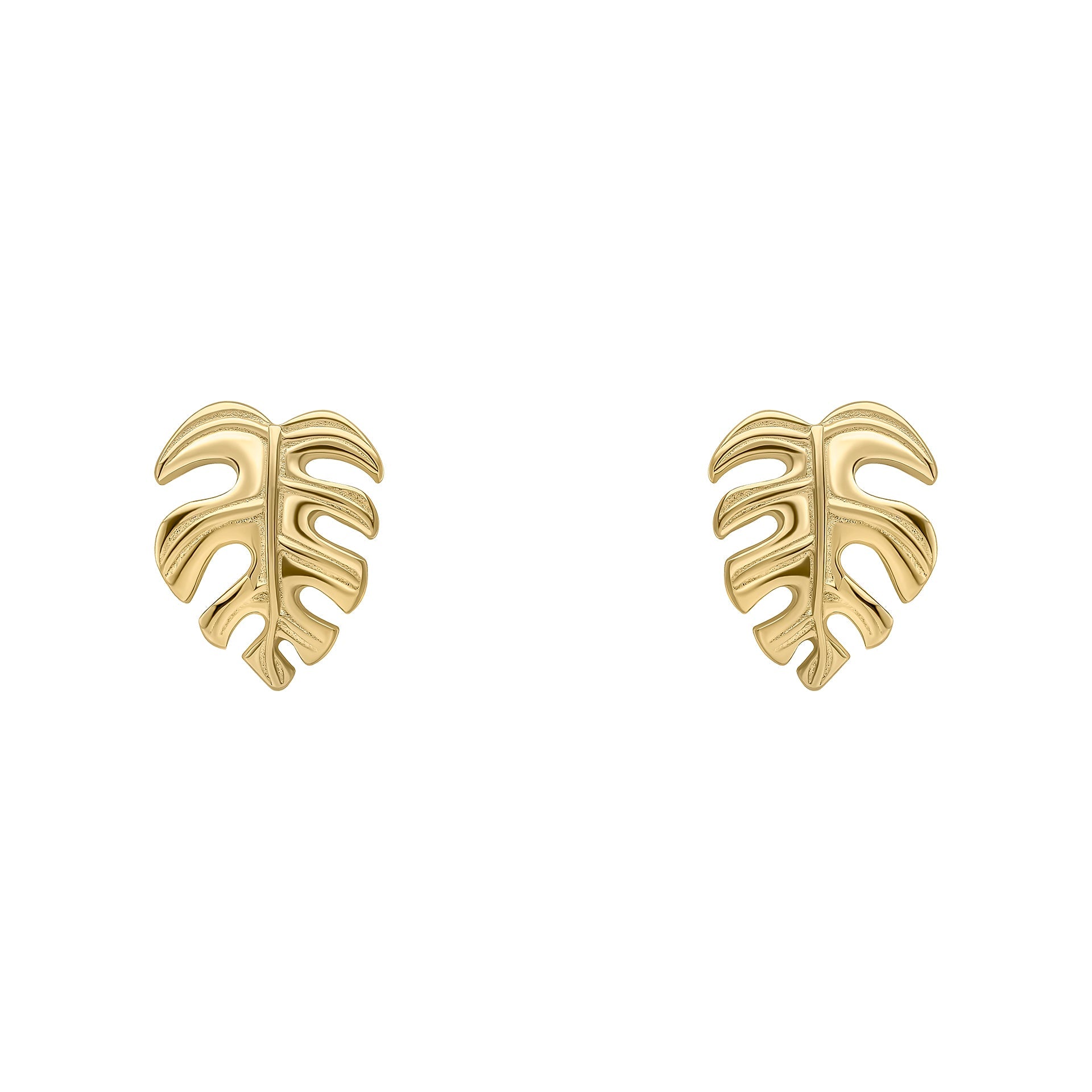 Gold Plated Monstera Palm Leaf Earrings