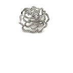 Fei Liu Silver and White Stone Large Rose Ring
