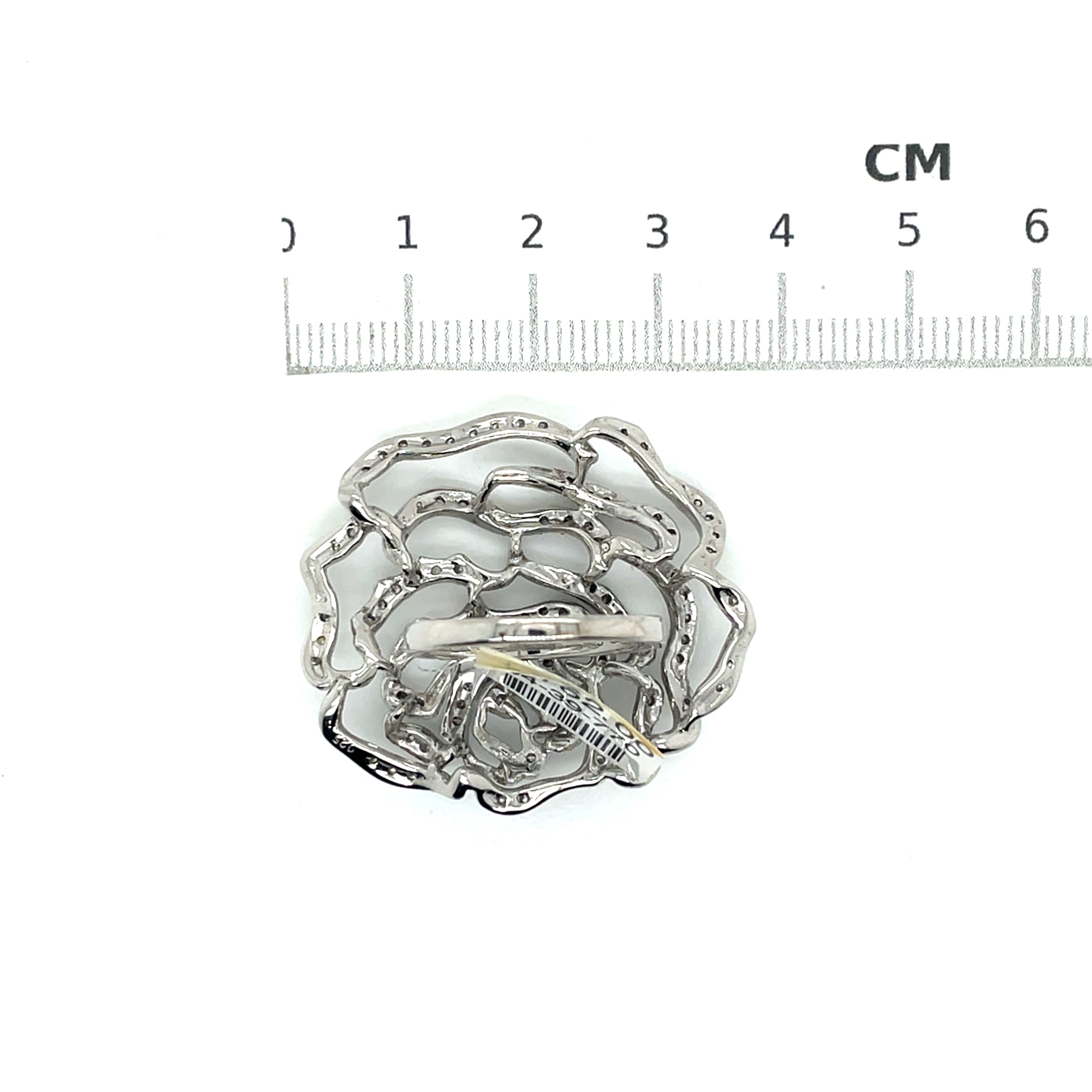 Fei Liu Silver and White Stone Large Rose Ring