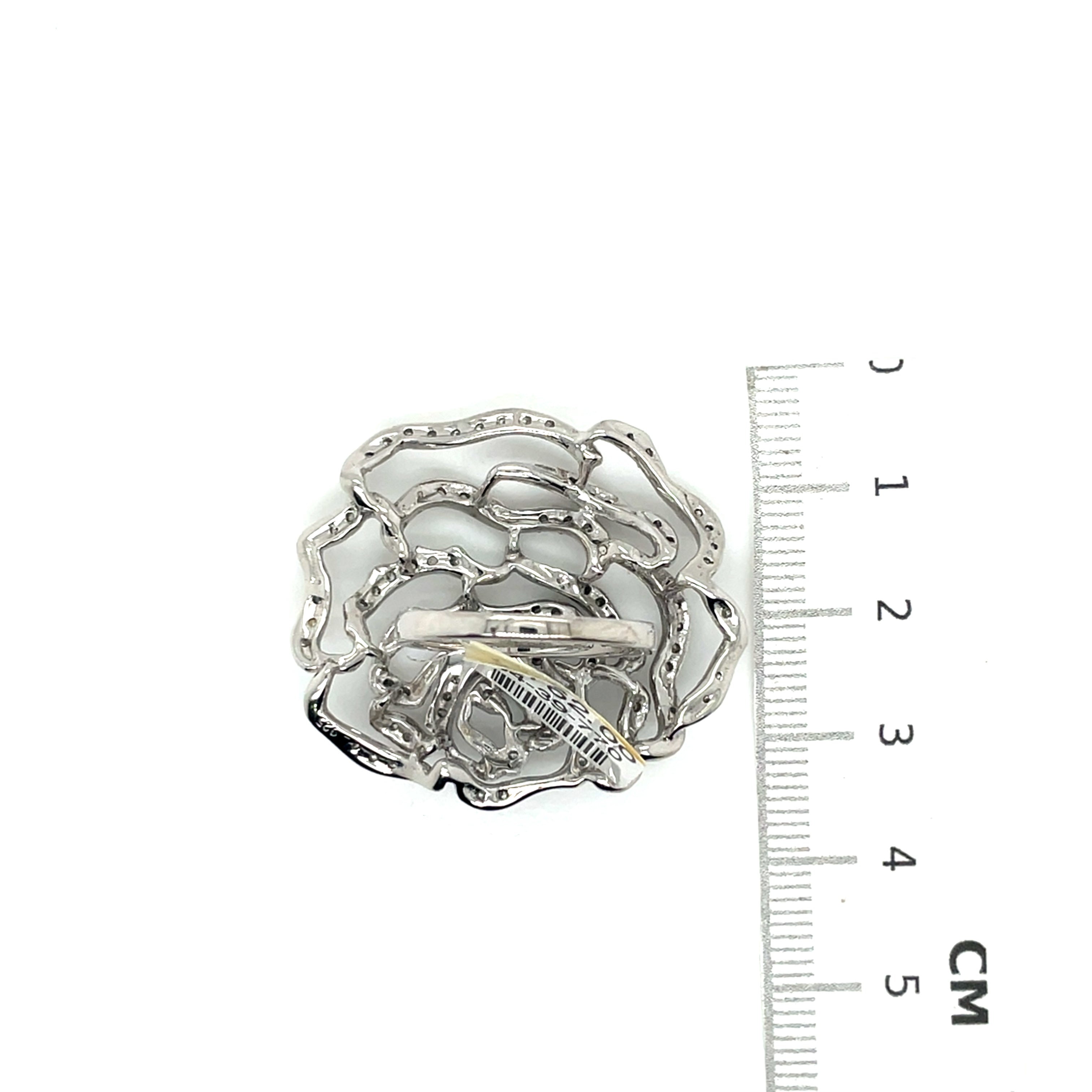 Fei Liu Silver and White Stone Large Rose Ring