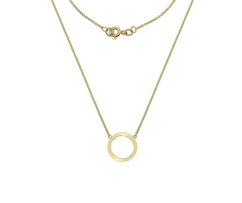 9ct Yellow Plain Squared Circle Necklace