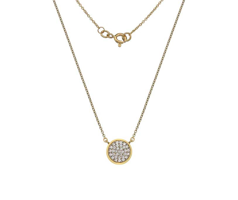 9ct Yellow Gold Cubic Zirconia Set Solid Circle Pendant