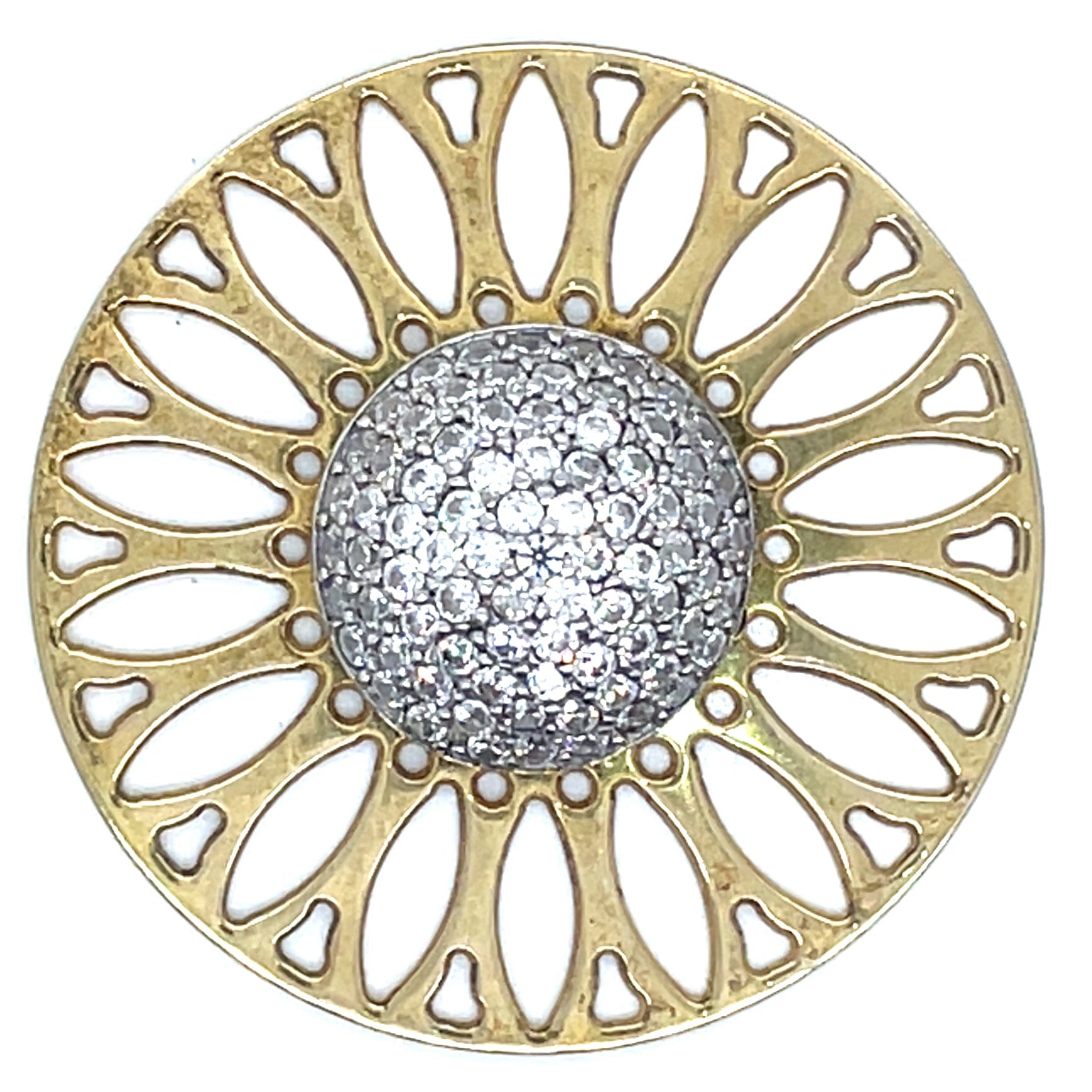 My iMenso Gold Plated and Cubic Zirconia Sunflower Insignia