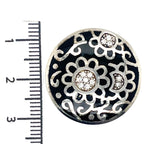 My iMenso Black Flower and Cubic Zirconia Small Insignia