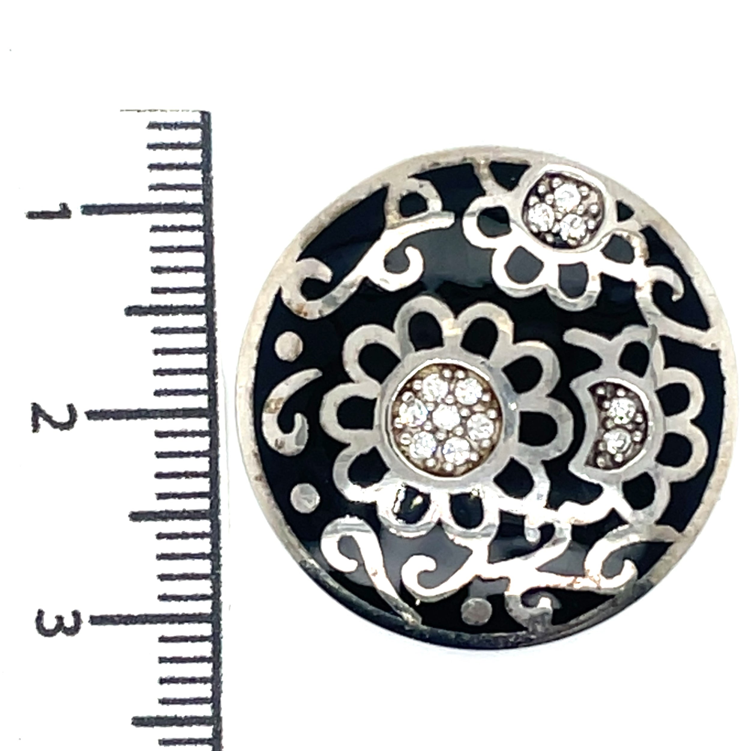 My iMenso Black Flower and Cubic Zirconia Small Insignia