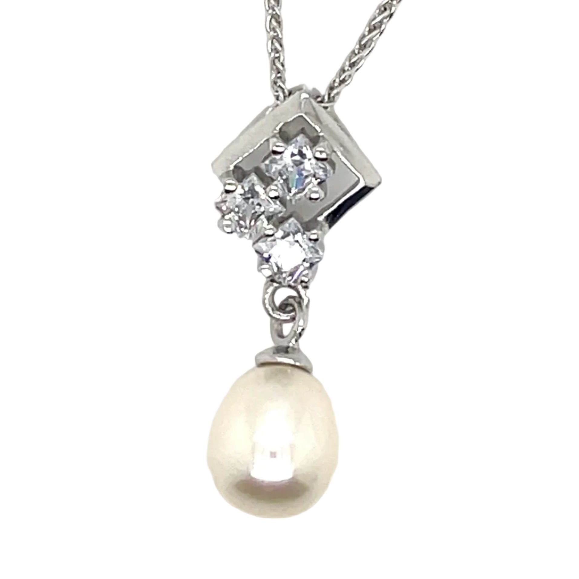Jersey Pearl - Freshwater Pearl, Cubic Zirconia and Sterling Silver Pendant