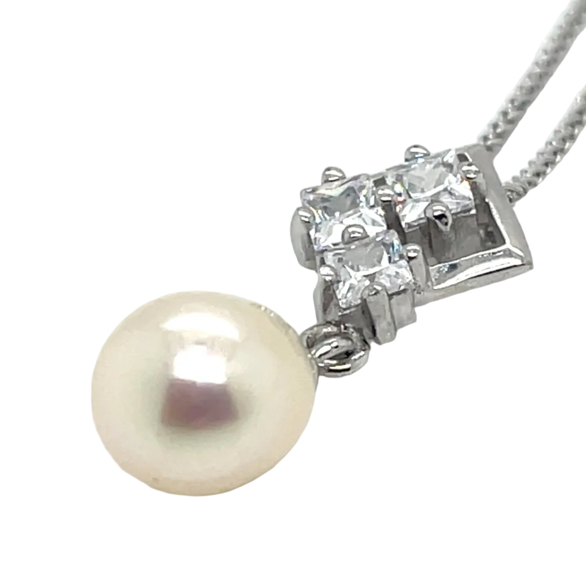 Jersey Pearl - Freshwater Pearl, Cubic Zirconia and Sterling Silver Pendant
