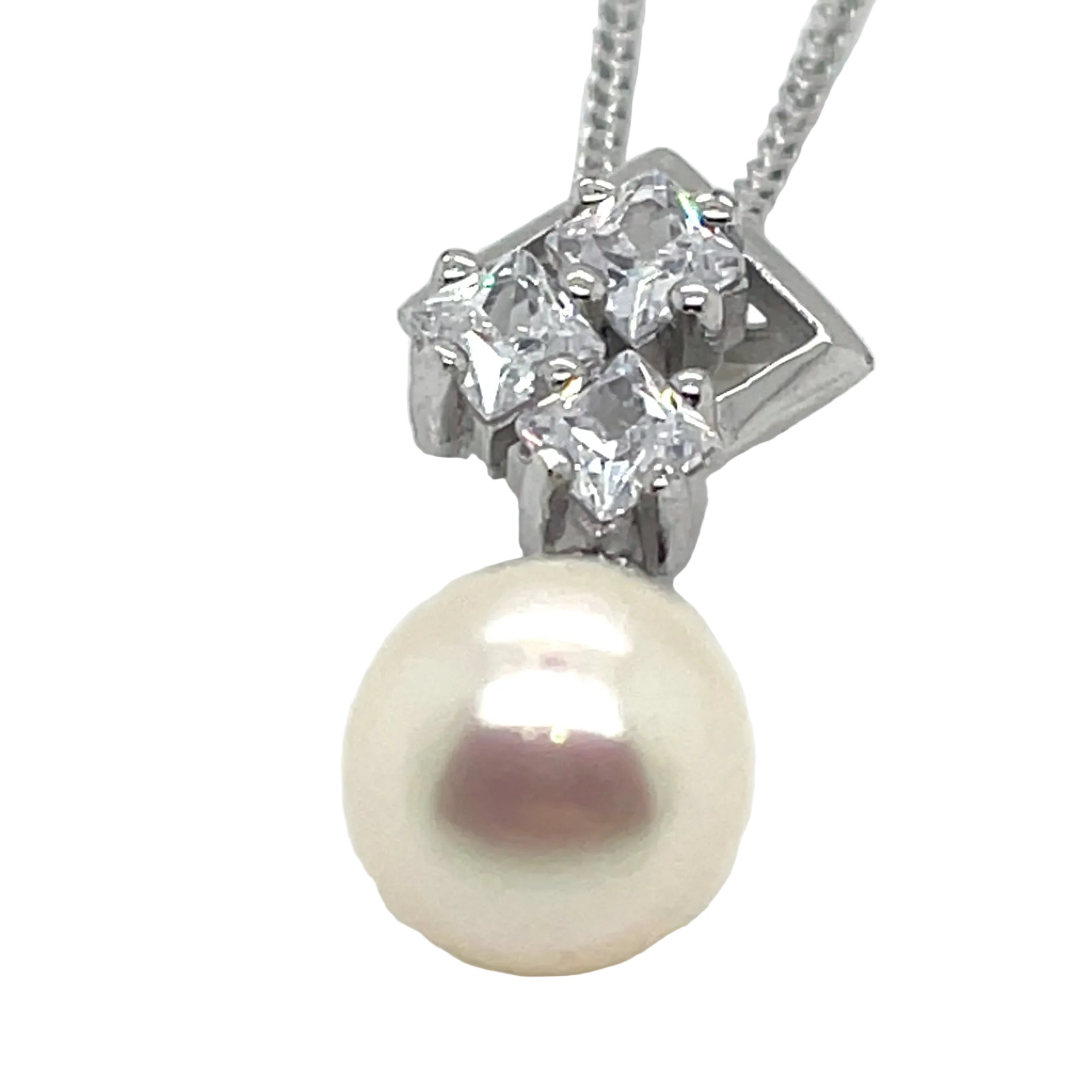 Jersey Pearl - Freshwater Pearl, Cubic Zirconia and Sterling Silver Pendant