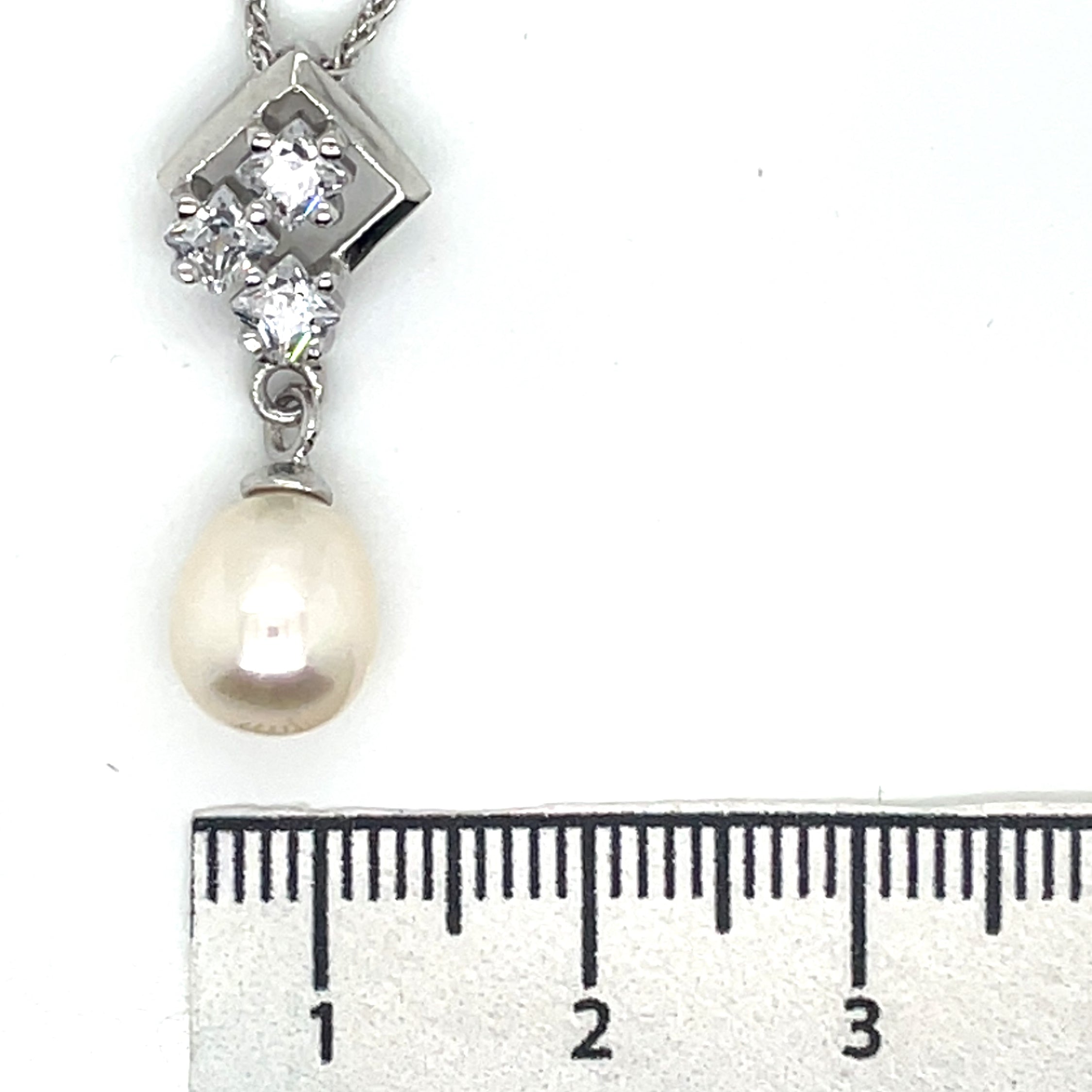 Jersey Pearl - Freshwater Pearl, Cubic Zirconia and Sterling Silver Pendant