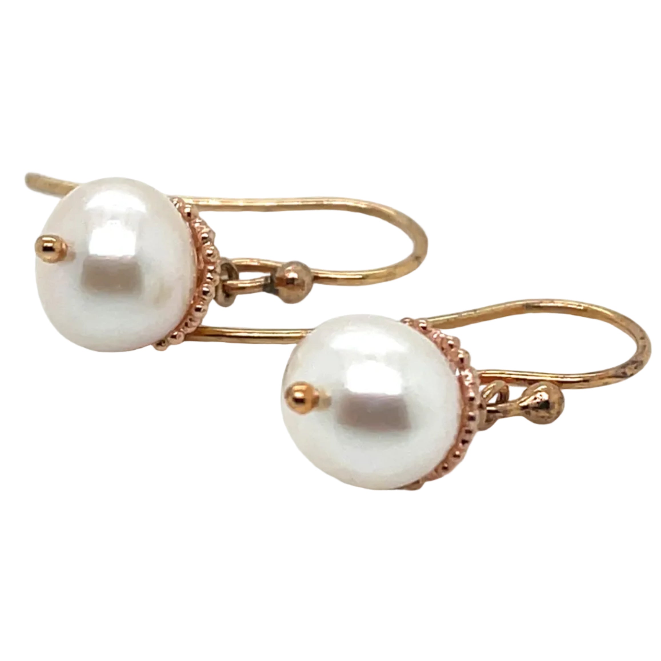 Jersey Pearl - Freshwater Pearls and Rose Gold Plated Sterling Silver Drop Earrings