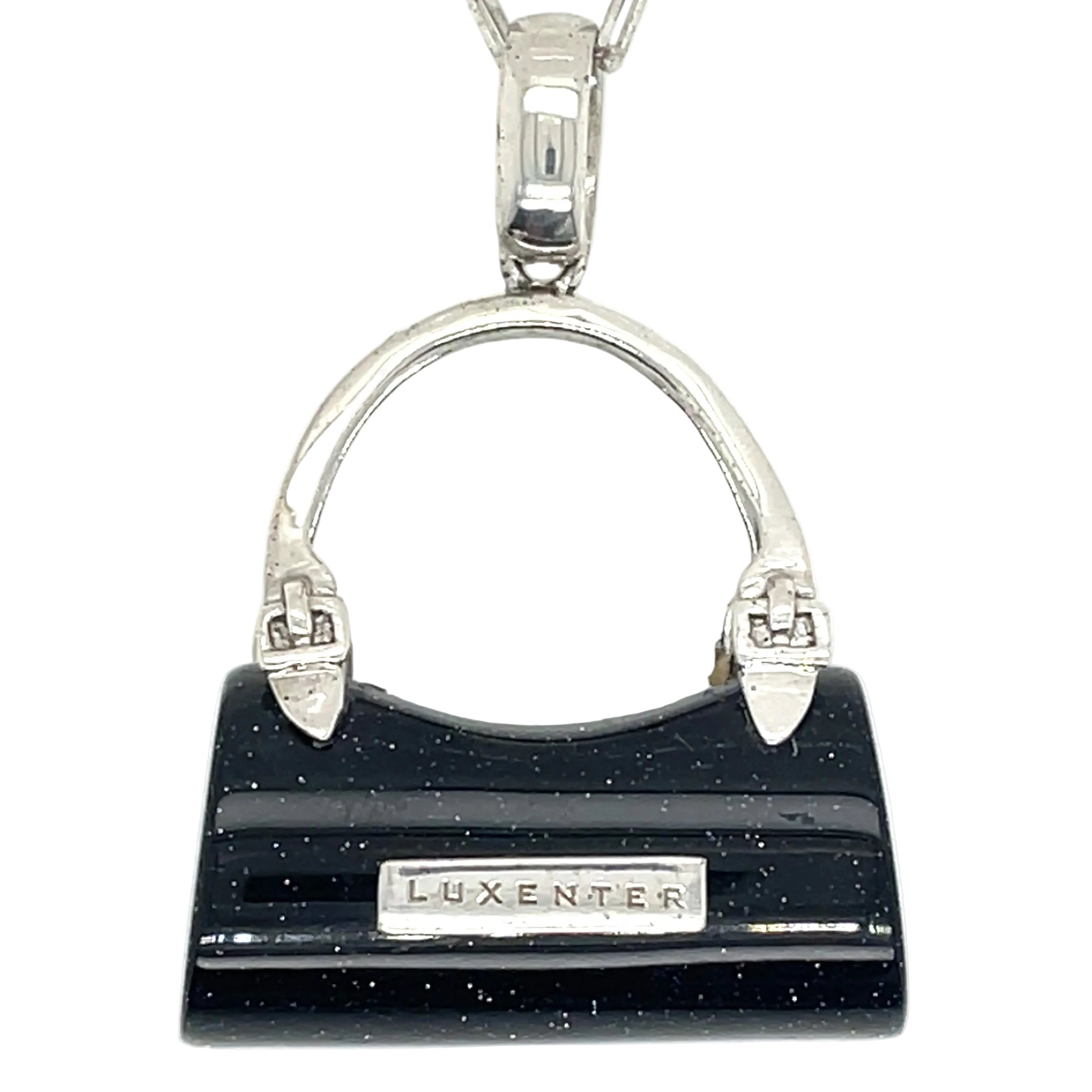 Luxenter Aventurine and Sterling Silver Handbag Necklace