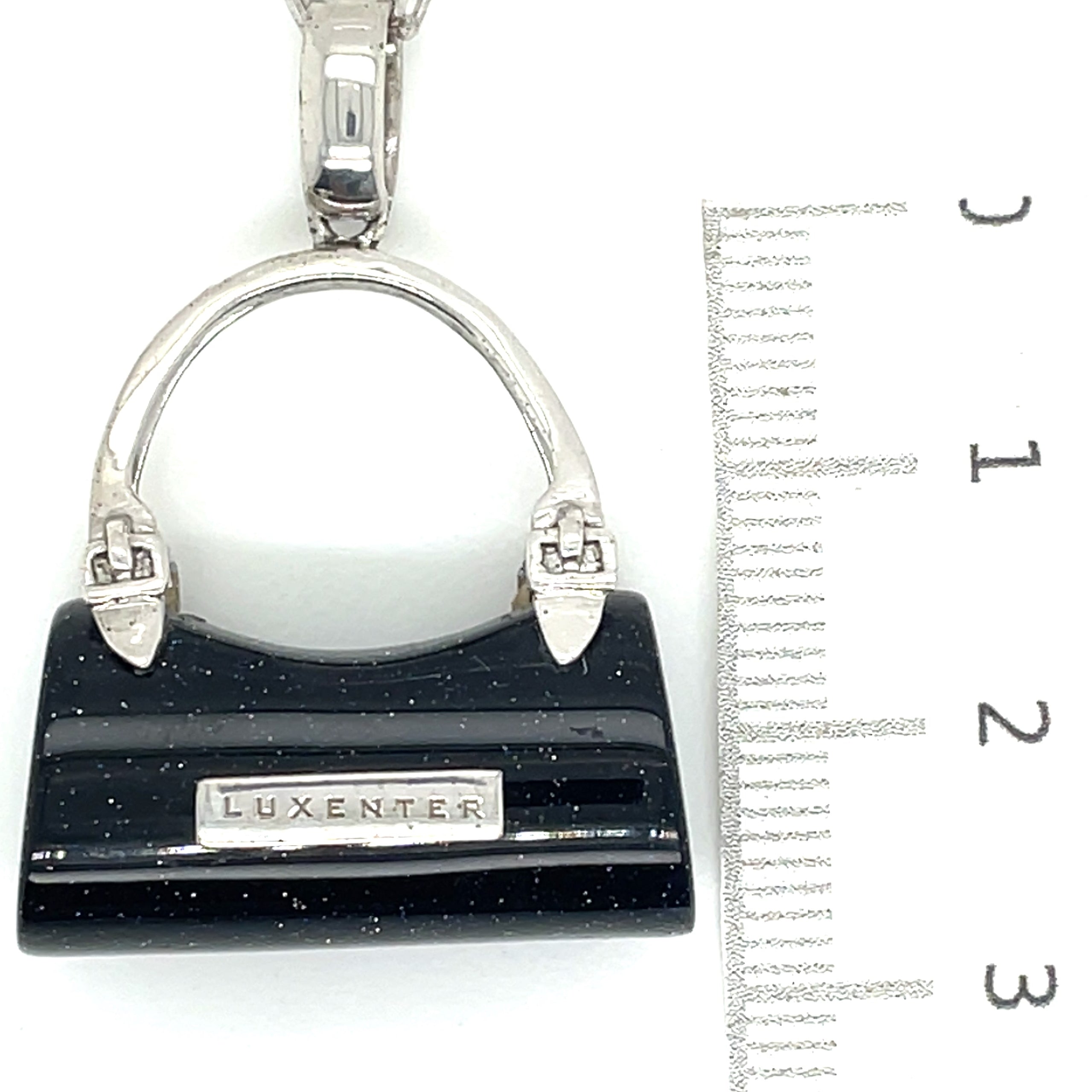 Luxenter Aventurine and Sterling Silver Handbag Necklace