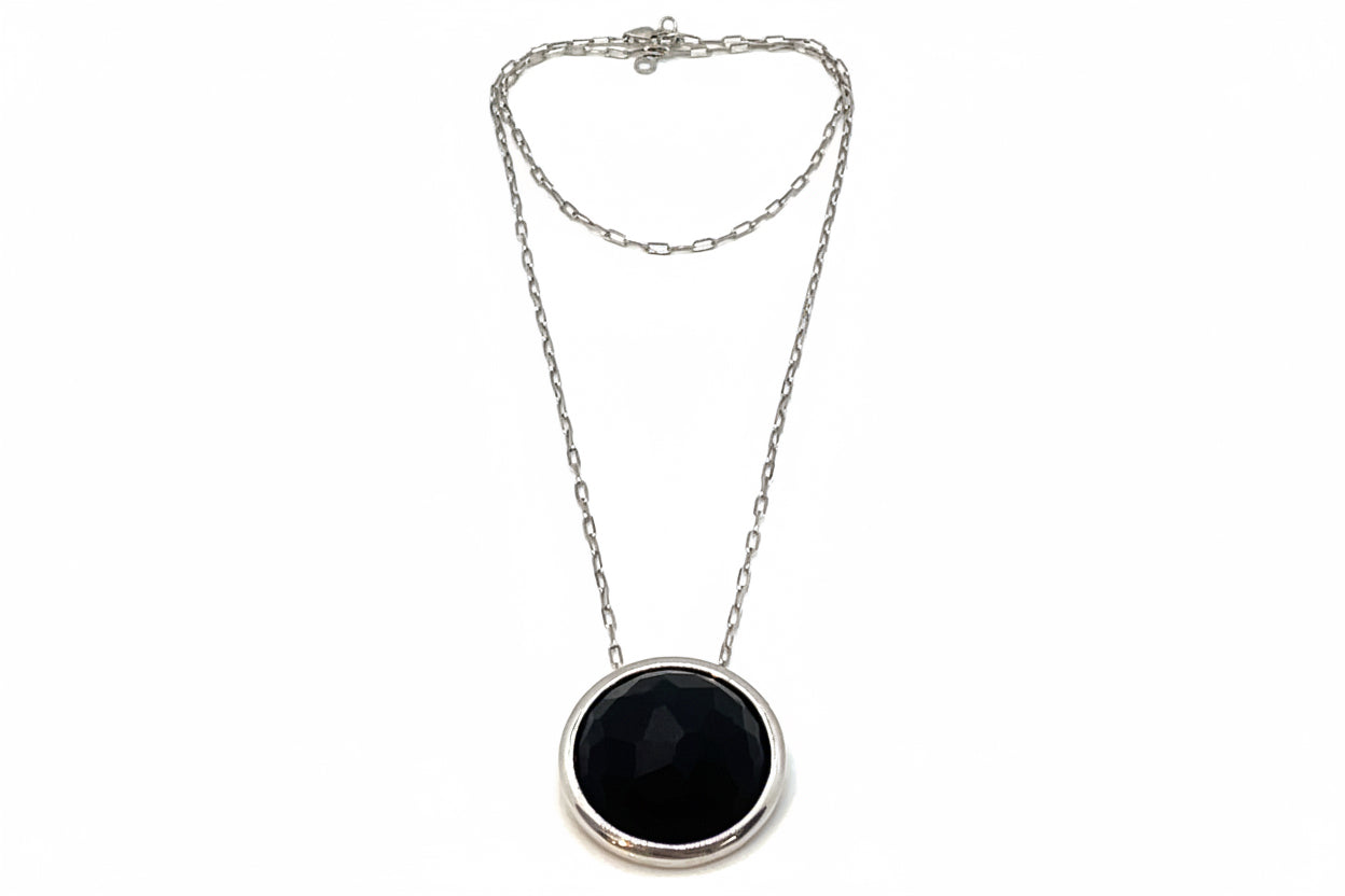 Luxenter Matte Onyx and Silver Necklace