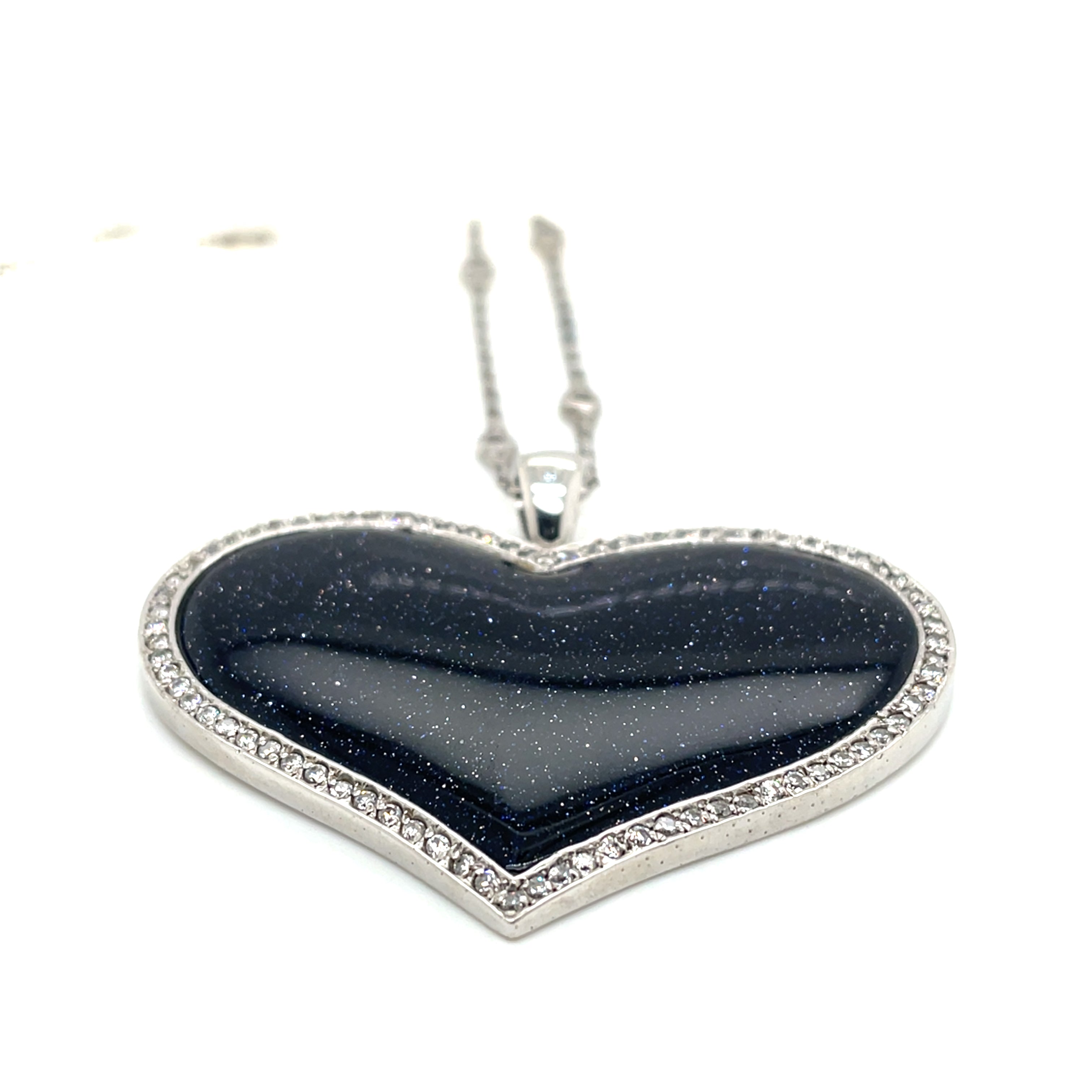 Luxenter Blue Aventurine, Cubic Zirconia, and Sterling Sliver Necklace