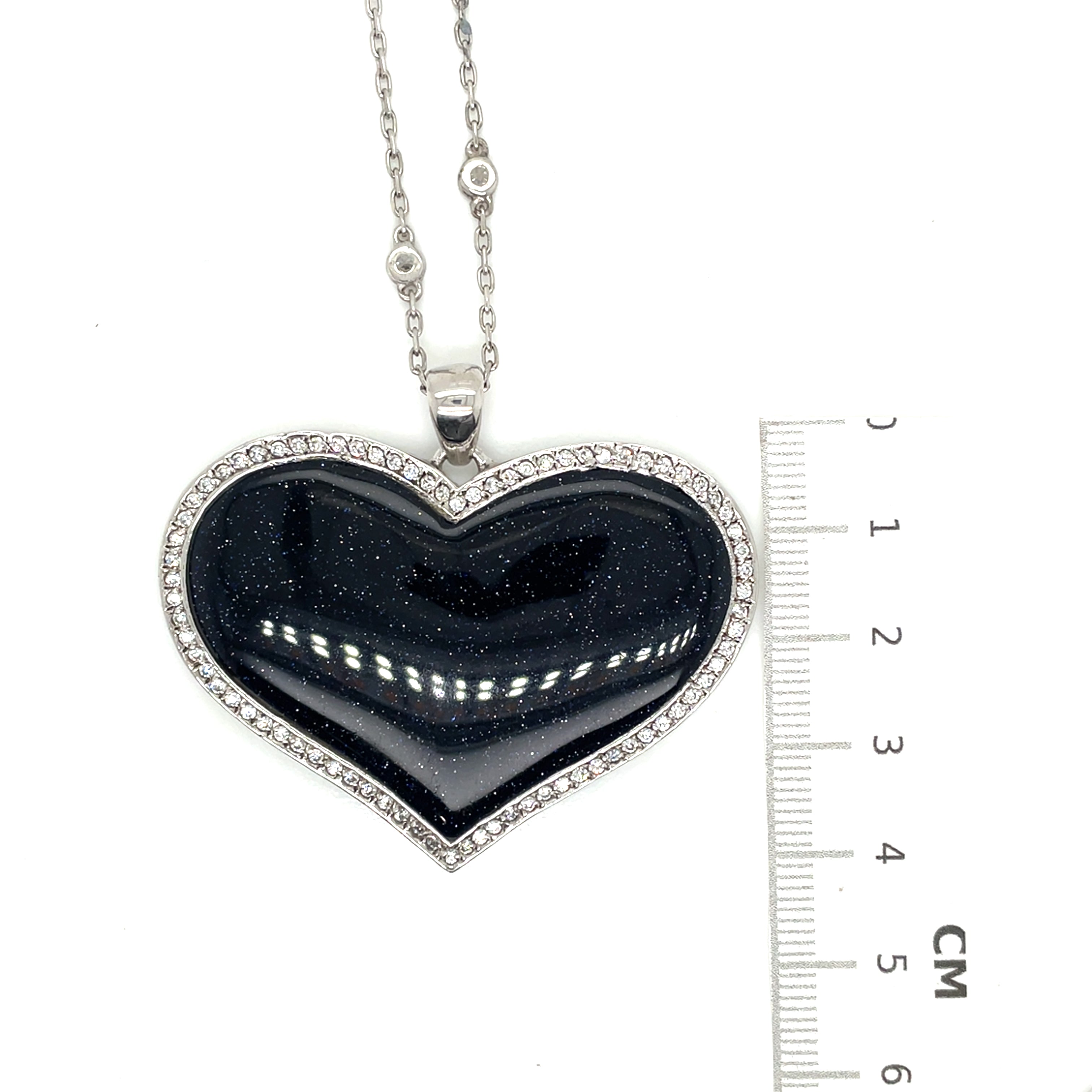 Luxenter Blue Aventurine, Cubic Zirconia, and Sterling Sliver Necklace
